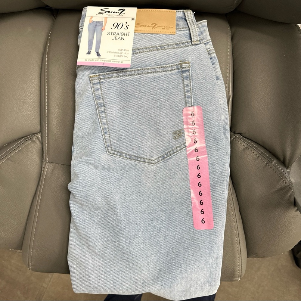 Seven7 Women's Classic Light Blue Straight Leg Jeans